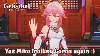 Yae Miko trolling Gorou again, Lumine can't take it anymore  - Genshin Impact