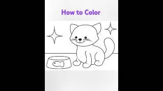 How to Color Cat #funtime #coloring#kidstvshort