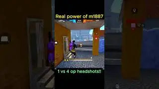 Power of M1887 , impossible1 vs 4 Clutch || #shorts #howtohandle1vs4situationinfreefire