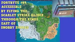 Fortbyte #89 Accessible by flying the Scarlet Strike Glider through the rings east of Snobby Shores