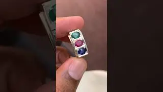 Emerald, Ruby, Blue Sapphire Ring with 925 Sterling Silver #clips #gemstone #emerald