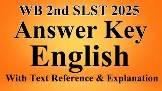Answer Key English WB SSC SLST 2025 | Full Reference & Explanation | #englishanswerkey 