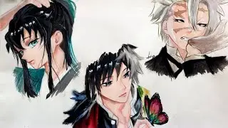 HOW TO COLOUR ANIME CHARACTER (demon slayer) Timelapse 
