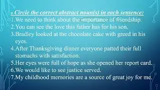 Abstract noun Exercise