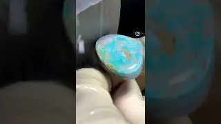 Cutting Royston Turquoise Cabochon. #roystonturquoise #turquoisestone