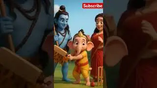 Ganesha Learning Cricket with Shiva Parvati! #shiva #parvati #ganesh #cricket #shorts #viral #trend