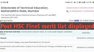 Post HSC Final merit list displayed! d-pharmacy first year admission updates 2021! @BhiseSir