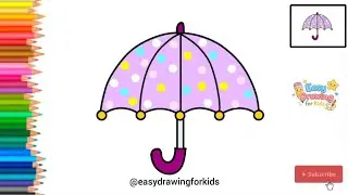 How to Draw a Cute Umbrella ☂️ | Easy Drawing for Kids 🌈 Step by Step 