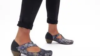 | Shuperb&trade; Rieker 41746-90 Ladies Touch Fasten Mary Jane Shoes Blue Floral