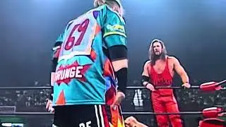 Johnny Grunge from Public Enemy Does a Really Weird Taunt after Clotheslining Scott Hall Choppy PP?