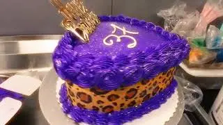 I Decorate a Purple Cheetah Print Heart Cake