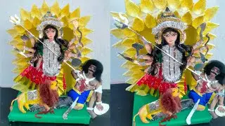 mini Durga idol  making ! Paper Durga idol making ! Small Durga idol making ! 3d paper Durga