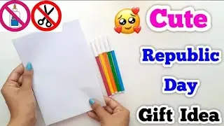 😍 No Glue No Scissors 😍 Republic Day Greeting Card Making &bull; Easy handmade Republic day card 