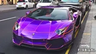 Chrome Purple Lamborghini Aventador Loud Sounds