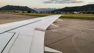 *RARE City View!* Helvetic Airways Embraer E190-E2 evening smooth landing at Bern-Belp airport! 