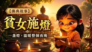 【佛典故事】貧女施燈｜一盞不滅的心燈Buddhist Story｜The Poor Woman&rsquo;s Lamp｜A Light That Never Goes Out