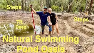 Couple builds a Backyard Lazy River and Epic Pond Oasis DIY #fyp