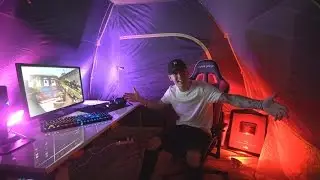 INSANE OUTDOOR GAMING SETUP! *IN A TENT*