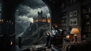 Medieval Knight Study Ambience 🌧️ Rain & Thunder | Dark Fantasy Castle Background Sounds