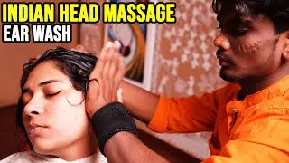 INDIAN HEAD MASSAGE 🟡 EAR WASH and NECK CRACK by RAVINDRA BARBER 🟡 ASMR sleep