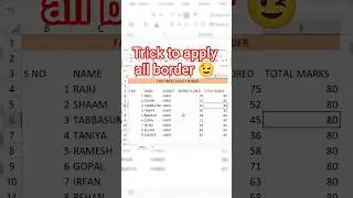 Apply border All in excel 😉!Shortcut keys #shortcutkeys #exceltips #learnexcel