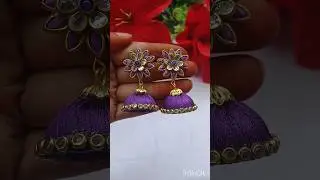 simple earrings making at home# Silkthread jumka challenge Day-9 #shorts #Silkthread jumka #diy