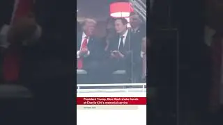 President Trump, Elon Musk shake hands at #charliekirk memorial service