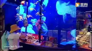 45sqm of P3.91-7.82 Transparent led display screen for restaurant