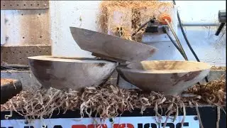 Rough turning some Apple wood on the lathe