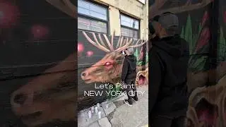 Spray Painting a Graffiti Street Art Mural in Bushwick New York City #brooklynstreetart #painting
