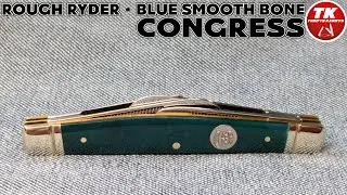 Rough Ryder Blue Smooth Bone Congress Pocket Knife RR1950