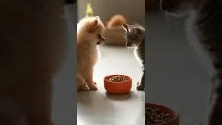 Who blinks first loses the snack battle 🐾👀🍲 Can you keep your eyes open #Pets #SnackTime #Challenge