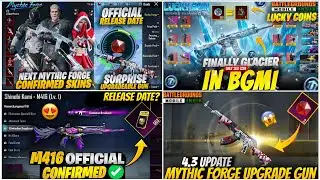 🔴NEXT MYTHIC FORGE BGMI 4.3🔥UPGRADEABLE GUNS😍| M416 GLACIER IN BGMI🥶RETURN?| SHINOBI KAMI RETURN 4.3