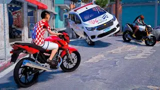 GTA V: MODS - FLAGREI MINHA MÃE DANDO UMA FUGA INSANA DE MOTO ROUBADA