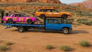 Tow Truck Disaster in the Canyon &ndash; Lost a Wheel While Carrying Two Cars! BeamNG Drive #beamngdrive