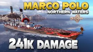 Battleship Marco Polo on map Northern Waters, 241k damage - World of Warships