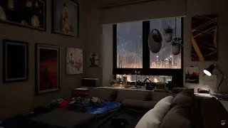 Los Angeles Rainy Night | Rain Sounds For Sleeping with City View from Window | 4k | 8HR