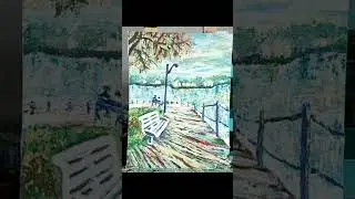 Pedestrian walkway. lake shore #razoa #painting #artistdrawing #art #artistillustration #drawing #رس
