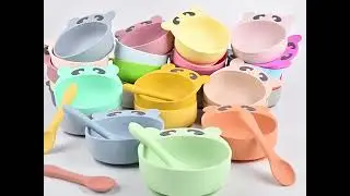 Feeding Set silicone baby bowl and spoon High Quality Silicone Portable Tableware for sale