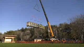Watch as a massive crane disassembles Boulevard Park's trestle bridge