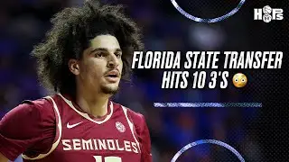 Florida State transfer Lajae Jones  was letting it fly 🔥| The senior had 37 pts hitting 10 3's 😳