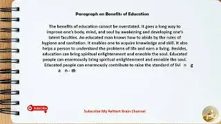 Paragraph on Benefits of Education