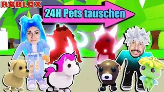 24 STUNDEN PETS TAUSCHEN! Mama Dania bekommt Drachen & Baby Kaan ein Einhorn! [Roblox Deutsch]
