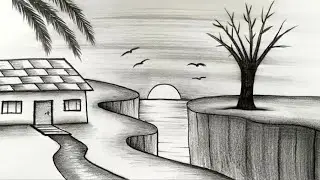 Prakratik drishya chitra banana sikhayen | how to draw scenery drawing | prakratik drishya 