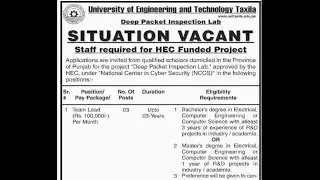 #UET Jobs In University Of Engineering And Technology Taxila 18 Oct 2018