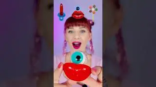 ASMR Jelly Banana Ice Cream, Gummy Eyeball Lips Lollipop #mukbang