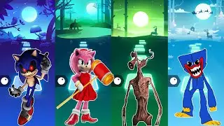 Sonic Exe vs Amy Rose vs Siren Head vs Huggy Wuggy - Tiles Hop EDM Rush
