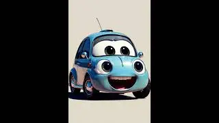 Happy Blue Car | Cute Animated Cartoon Character