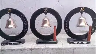 #Business Handicraft#Om Bell in Wooden Base# Decorative Bell#Bronze-tone brass bell in a wooden base