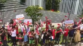 Paralympians Parade: Cheering crowd at Pinnacle@Duxton